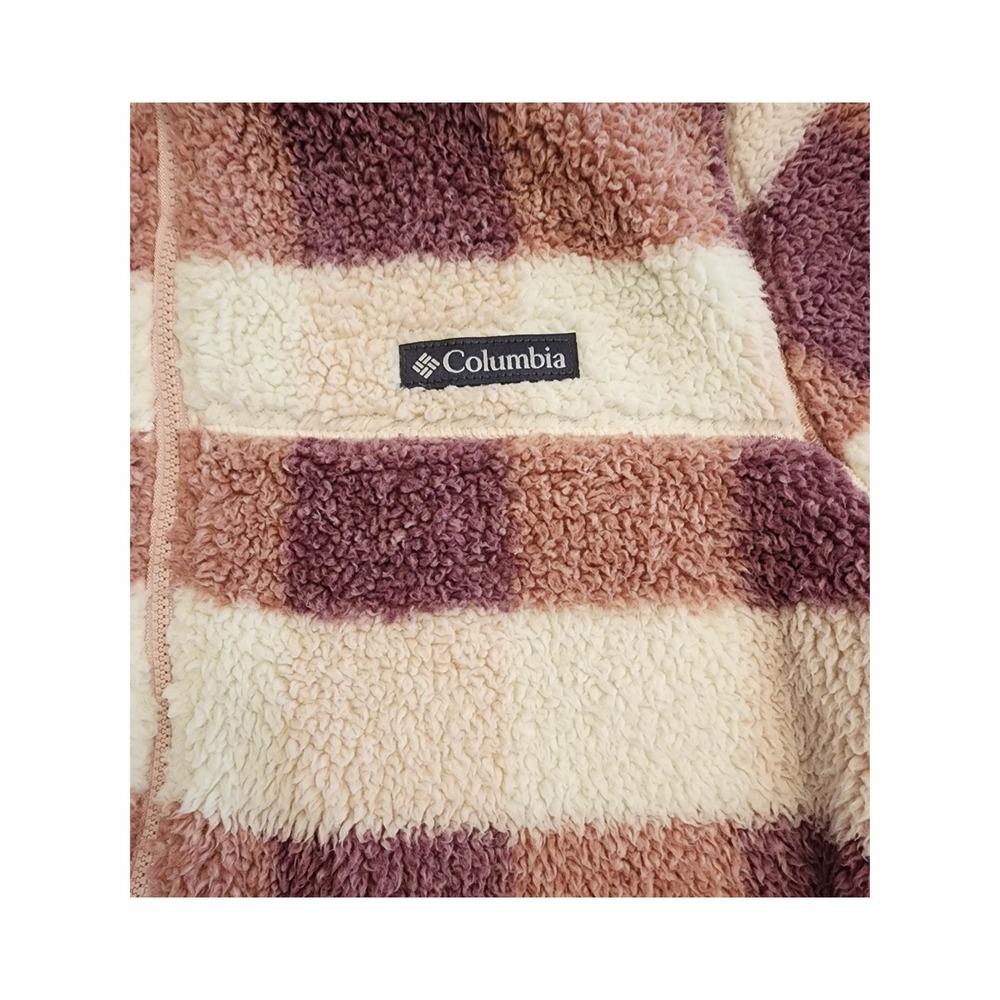 Columbia Benton Springs Womens Medium Purple Pink Check Full Zip Fleece - Picture 4 of 12